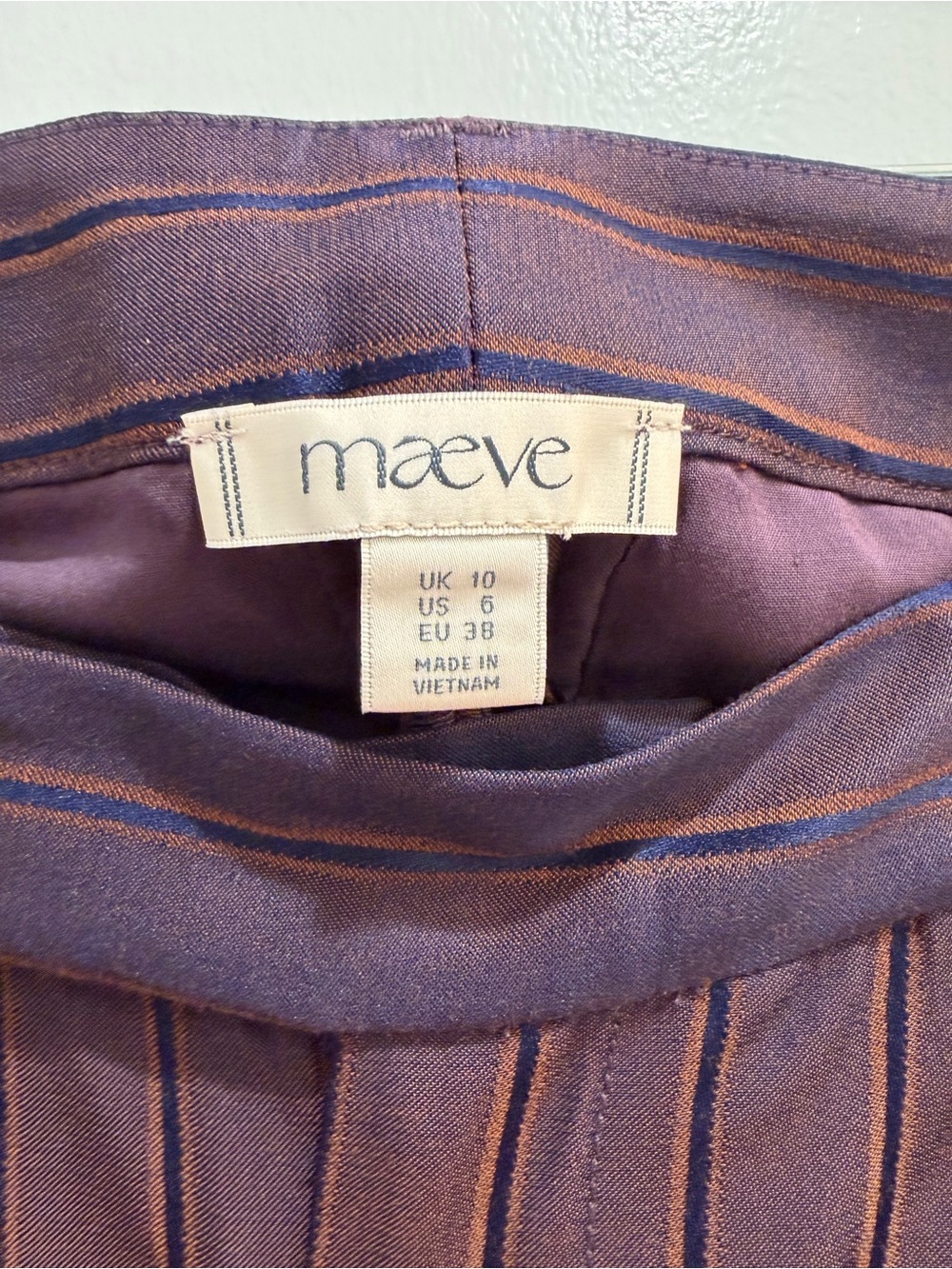 Anthropologie Maeve Cocktail Hour Stripe Suiting Trouser Pants Purple Brown Sz 6 - Picture 6 of 13